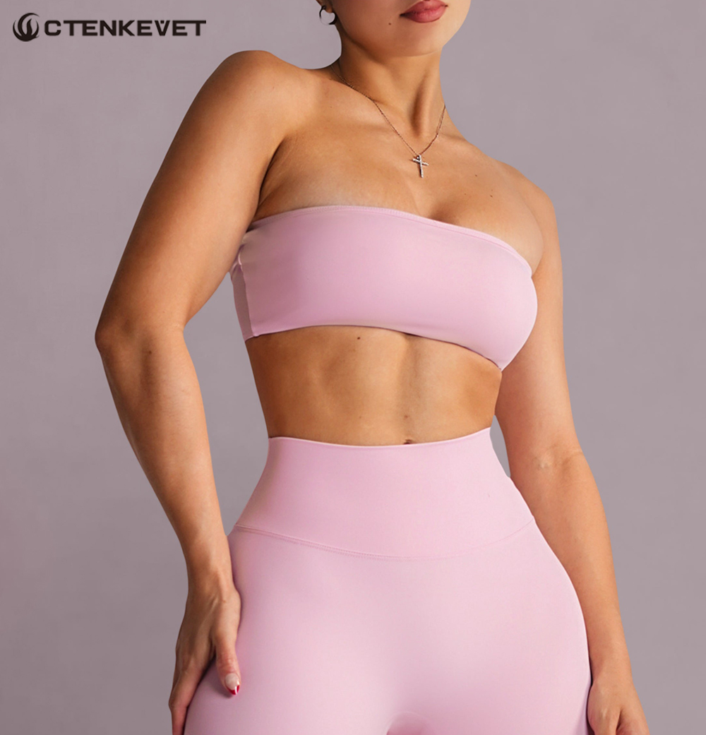 Crop Top Crochet - Reggiseno sportivo senza spalline Palestra Crop
